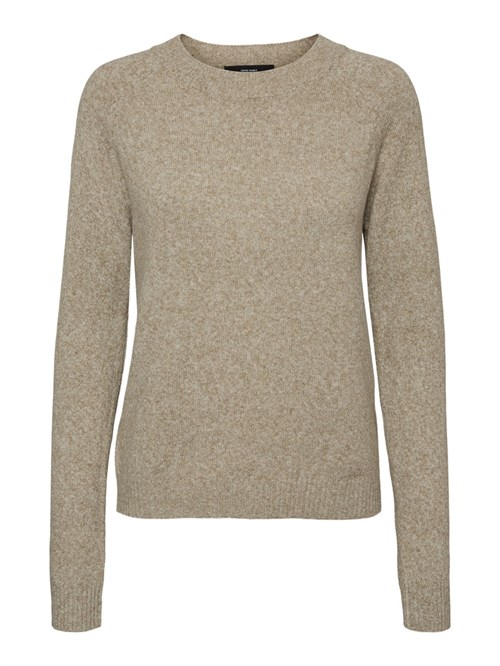 Doffy-strikbluse-beige-melange-Vero Moda